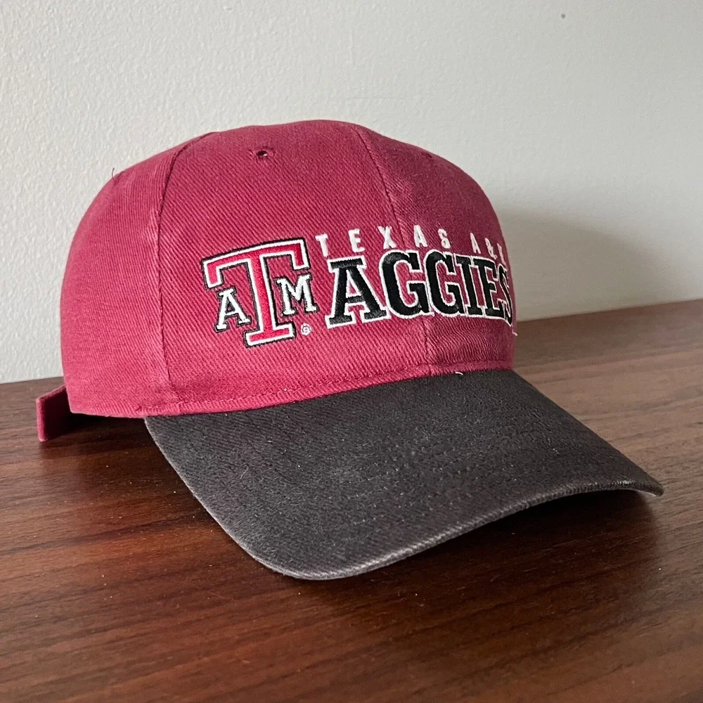 Vintage Texas A&M Aggies Hat Cap Adjustable Maroon Black NCAA College